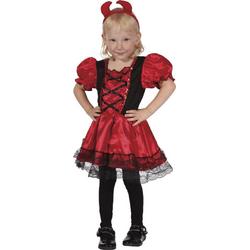 Verkleedkostuum - baby - duivel - rood en zwart- 3/4 jaar